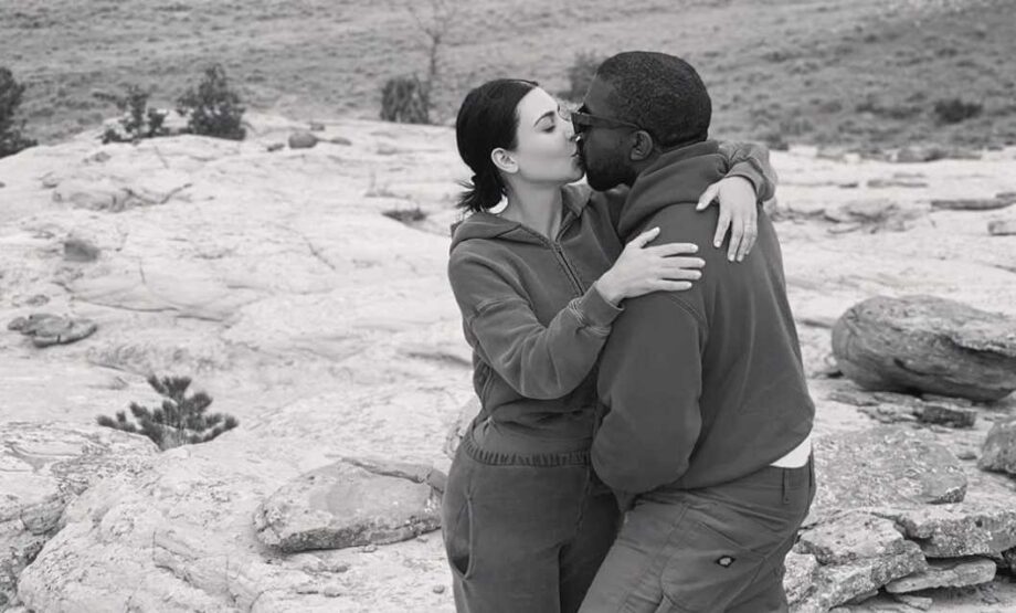 See Kim Kardashian & Her Husband Kanye West Pose For A ROMANTIC Monochrome Picture - 1