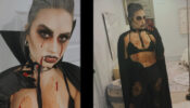 Demi Lovato goes black and bloodied for Halloween in a revealing dress