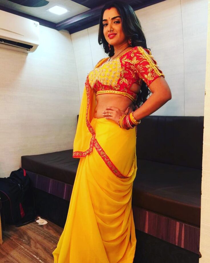 Amrapali Dubey Hottest Looks Of 2020 In Saree - 0