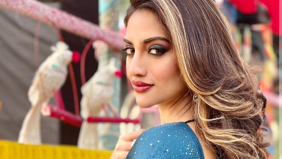 Bengali Beauty: Nusrat Jahan stuns in blue shimmery designer saree, fans go bananas