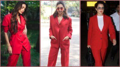 Deepika Padukone, Kangana Ranaut, Or Malaika Arora: Which Diva Has The Attractive Looks In A Red Pantsuit?