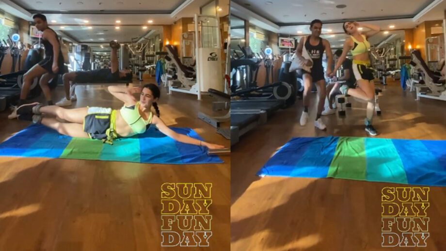 [Hot Workout Video] 'Sunehri Dupehri' Sara Ali Khan goes funny with friend during workout, fans go bananas