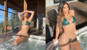 Hottie in pool: Kim Kardashian looks smoking hot in green bikini