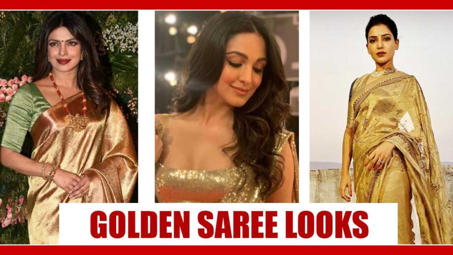 Kiara Advani, Samantha Akkineni To Priyanka Chopra: Times When Glamorous Actresses Wore Gold Saree to Dazzle the World 3