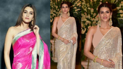 Kriti Sanon’s Attractive Looks in Silver Sequin Saree