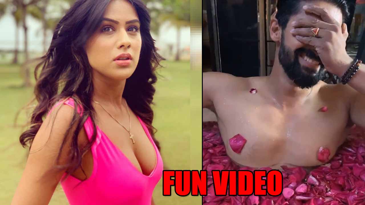 Ravi Dubey takes rose petal bath, Nia Sharma loves it | IWMBuzz