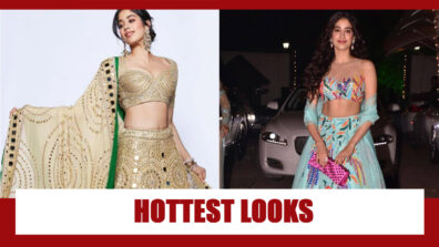 The Hot Janhvi Kapoor In Gold Glittery Lehenga Or Simple Blue Lehenga: In Which Attire Janhvi Had The Hottest Looks?