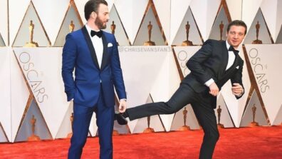 Chris Evans & Tom Holland Have Fun Time On Red Carpet In Their Hot Pantsuits