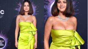 Absolutely Stunning: Selena Gomez In This Neon Strapless Dress Is All Set To Make You Fall Head Over Heels