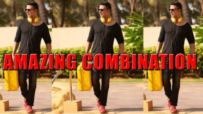 Ah, It’s Hot!!! Have A Look As Akshay Kumar Goes All Black Combining With Yellow Headphones & Suitcase