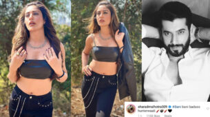 Badass hunterwali: Naagin beauty Surbhi Chandna looks super-hot in black leather bralette, Sharad Malhotra feels the heat