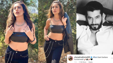 Badass hunterwali: Naagin beauty Surbhi Chandna looks super-hot in black leather bralette, Sharad Malhotra feels the heat