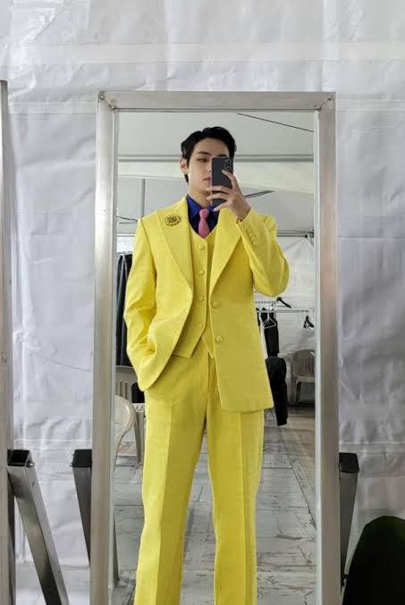 BTS V Goes Harry Styles Way As He Wears The Hot Yellow Suit - 0