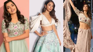 Fabric Prints: Learn Indo-Western lehenga fashion from Rashmika Mandanna, Pooja Hegde & Shriya Saran