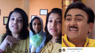 Funny ROFL Video: TMKOC fame Ambika Ranjankar aka Komal Bhabhi takes the ‘betty butter’ challenge, Jethalal aka Dilip Joshi can’t stop laughing