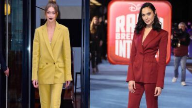 Gigi Hadid’s Yellow Pantsuit Or Gal Gadot’s Red Pantsuit: Which Diva’s Outfit Would You Want To Steal?