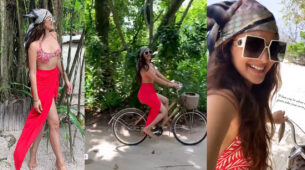 Maldives Vacation Fun: Kiara Advani enjoys cycling in public, looks super-hot in pink slit skirt