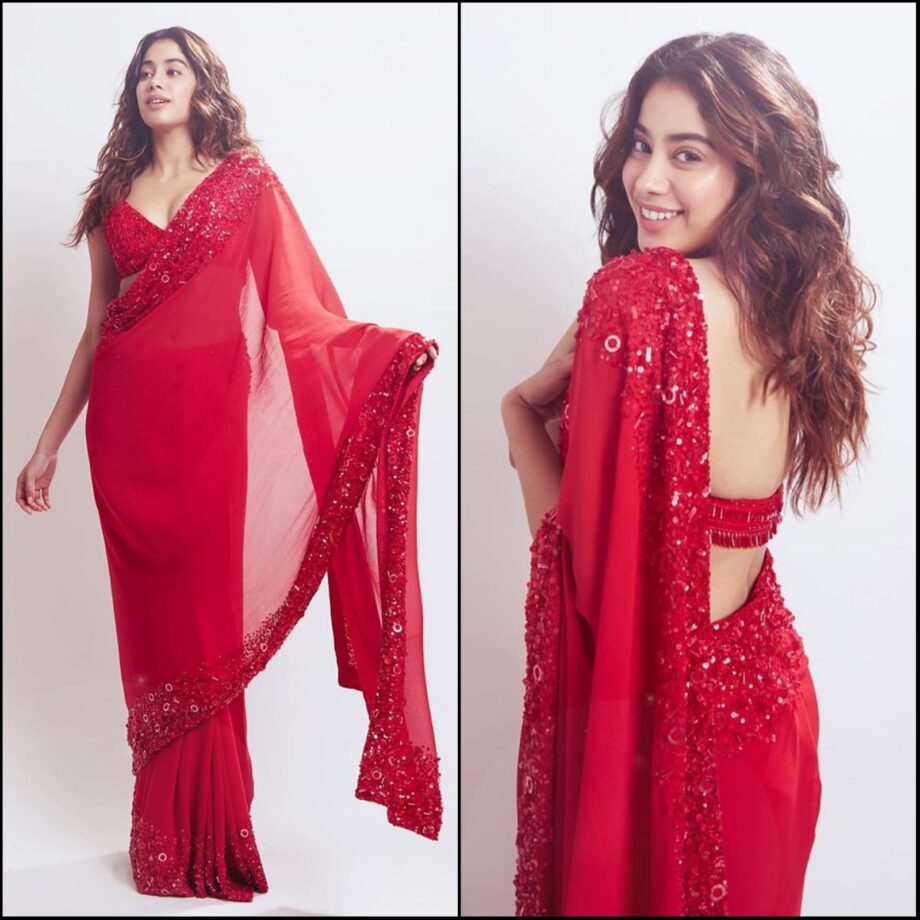 Nushrat Bharucha Or Janhvi Kapoor: Which Diva Hads The Attractive Red Saree Look? - 2