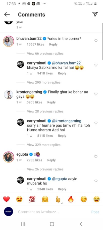 OMG YouBhuvan Bam cries in the corner, CarryMinati says 'bhaiya sab karmo ka fal Hai' 1