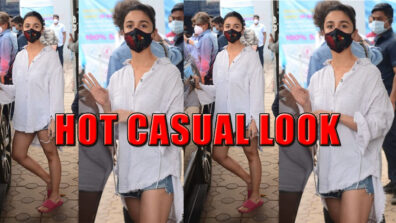 Oversized Shirt & Denim Short Is A Perfect Example Of A Hot Combination And Alia Bhatt Just Knows How To Ace It