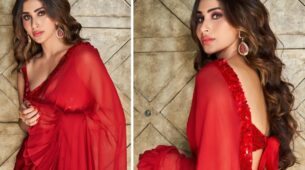 Spicy Red Hot: Naagin diva Mouni Roy’s hot deep-neck saree look will make you fall in love with her