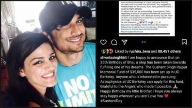 Sushant Singh Rajput Birth Anniversary: Sister Shweta Singh Kirti sets up fund of $35000 for aspiring students of Astrophysics