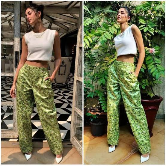 Ananya Panday Looks Cute While Flaunting In White Crop Top With Kiwi Print Pant, See Picture - 0