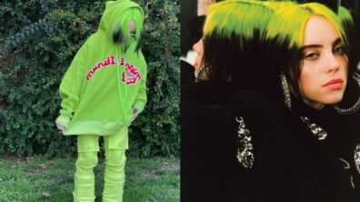 Billie Eilish Goes All Neon As She Matches Her Hoodie To Toe With Her Hair Colour