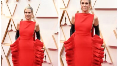 Check out: Kristen Wiig Looks Very Vibrant In Red Frill Dress