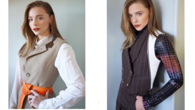 Chloe Moretz Looks Amazingly Gorgeous In Her White Shirt With Grey Blazer And Orange Belt, See Here