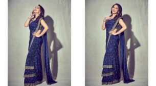 Diva in Blue: Madhuri Dixit looks charismatic in her designer saree, Nora Fatehi and Chitrangada Singh left amazed