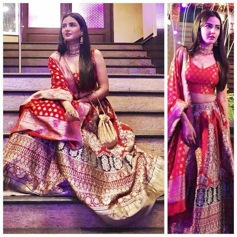 Jasmin Bhasin In Banarsee Lehenga Or Pantsuit: Which Look Suits On Her? - 0