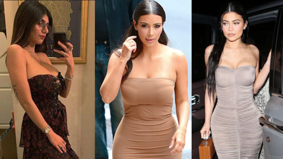 Mia Khalifa, Kim Kardashian & Kylie Jenner's HOTTEST strapless bodycon dress moments that set internet on fire 3