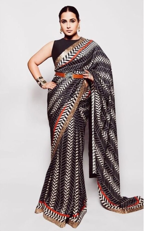 Nora Fatehi And Vidya Balan Looks Pretty In Printed Saree By JJ Valaya - 0