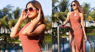 Pool Vibes: Jannat Zubair Rahmani looks smoking hot in orange bodycon slit gown, fans can’t stop admiring