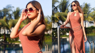 Pool Vibes: Jannat Zubair Rahmani looks smoking hot in orange bodycon slit gown, fans can’t stop admiring