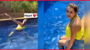 Private Pool Video Leaked: Shrenu Parikh is the hottest water baby in yellow sleeveless swimwear, fans find it burning hot