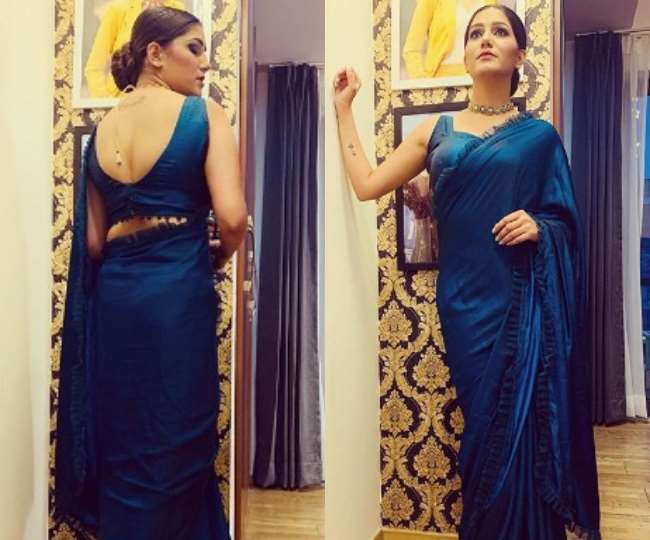 Sapna Choudhary, Kajal Raghwani, Antara Biswas: Top 4 Hottest Celebs Who Rocked The Blue Saree To Perfection - 1