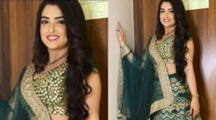 Amrapali Dubey Looks Drop-Dead Gorgeous In Green Embellished Lehenga, See Here