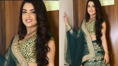 Amrapali Dubey Looks Drop-Dead Gorgeous In Green Embellished Lehenga, See Here