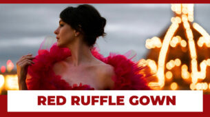 Anne Hathaway Looks Scintillating In Red Ruffle Gown