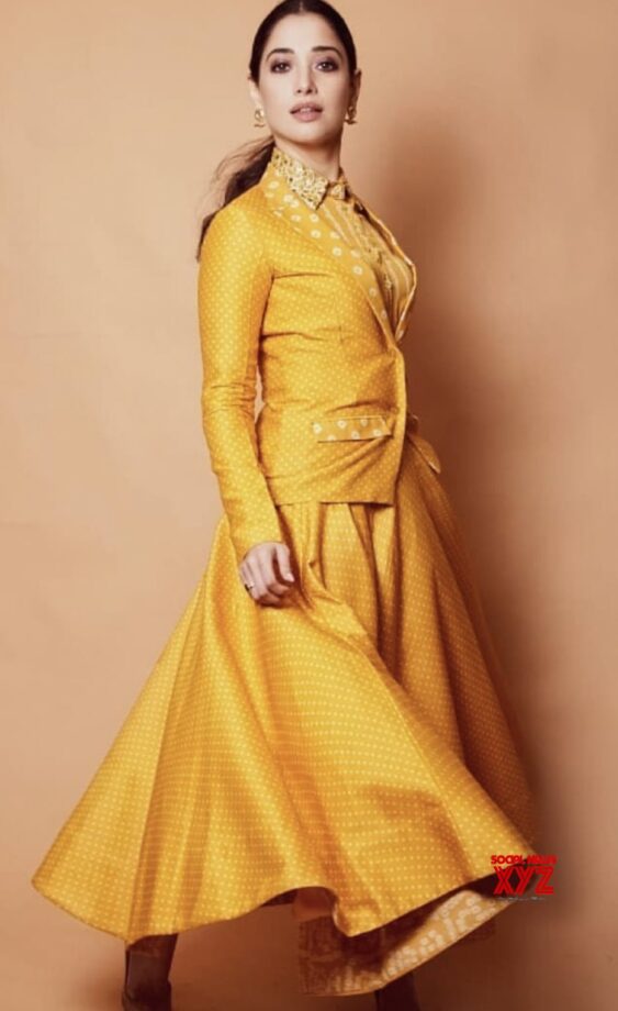 Beautiful Diva Tamannaah Bhatia Looked Gorgeous In Yellow Kurta And Jacket With Minimal Jewelry, See Here - 1