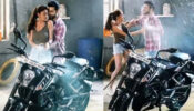 BTS Fun: Surbhi Chandna gives some bike washing lessons, fans surprised