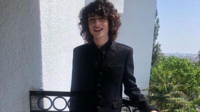 Cute Looks Of Finn Wolfhard, Black Blazer With Black And White Striped Pants