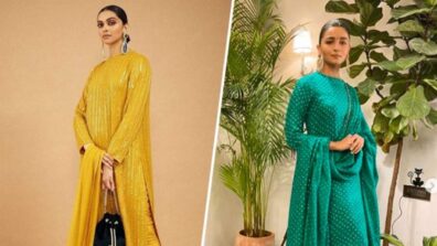 Deepika Padukone In A Mustard Suit or Alia Bhatt In Peacock Green Suit: Rate the Best Sabyasachi Suit?