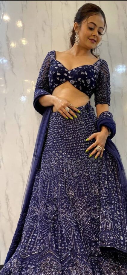 Devoleena Bhattacharjee In Navy Blue Embellished Lehenga Vs Dipika Kakar In Blue Printed Lehenga: Which Would You Prefer? - 0