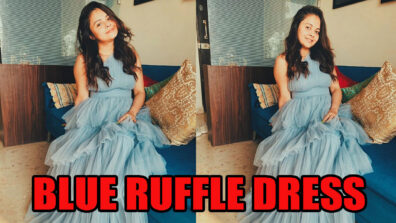 Devoleena Bhattacharjee Looks Pretty Cute In One-Shoulder Pastel Blue Ruffle Dress