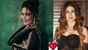 Dhak Dhak Girl feelin: Madhuri Dixit Nene looks super hot in designer shimmery outfit; Mouni Roy shares hearts