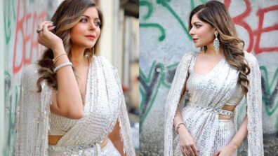 Don’t Miss Out Hot Looks Of Kanika Kapoor In Cape Sleeves Saree By Manish Malhotra