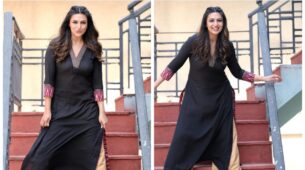 Ethnic Beauty: Divyanka Tripathi looks alluring in a designer black kurti